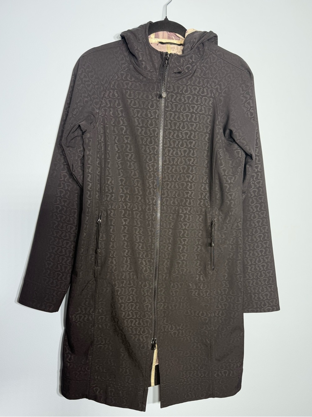 Lululemon Après Yoga Dance in Snow Long Jacket Black Logo Print Vintage Size 6